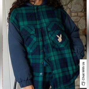 NWT Playboy Plaid Flannel Oversized Outerwear Jacket